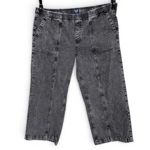 Gap Jeans Black Utility Cargo Wide Leg Elastic Waist Denim Jeans Women's XXL